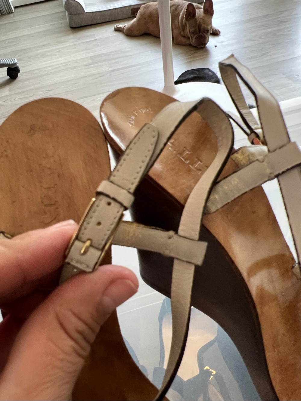 Bally Neutral Leather Strappy Wedge Sandals - Picture 4 of 9